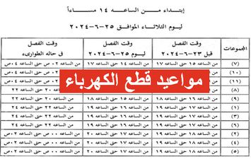 قطع الكهرباء 3 ساعات