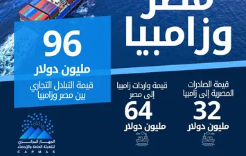 96 مليون دولار  حجم التبادل التجاري بين مصر وزامبيا خلال عام 2024.