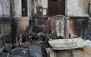 آثار حريق كنيسة مار جرجس بمدينة قفط