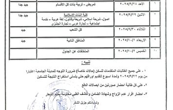 جدول التسكين