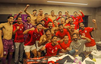 احتفالات لاعبي منتخب مصر 