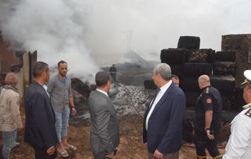 حريق مصنع كتان بكفر ششتا