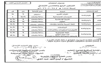 جدول الامتحانات 