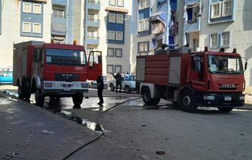  مصابين.. حريق بعقار سكني في حي الفيروز ببورسعيد