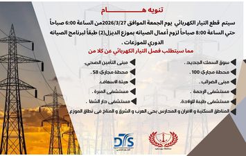  فصل التيار الكهربائي غدا فى بعض المناطق بمحافظة بورسعيد 