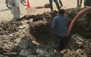 إنفجار خط مياه