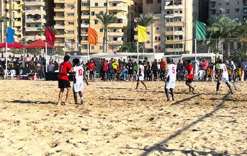 مباراة مصر وأنجولا في بطولة كرة القدم الشاطئية 