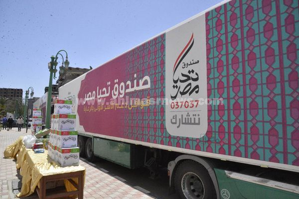 وصول 7سيارات مواد غذائية لصندوق تحيا مصر بأسيوط 
