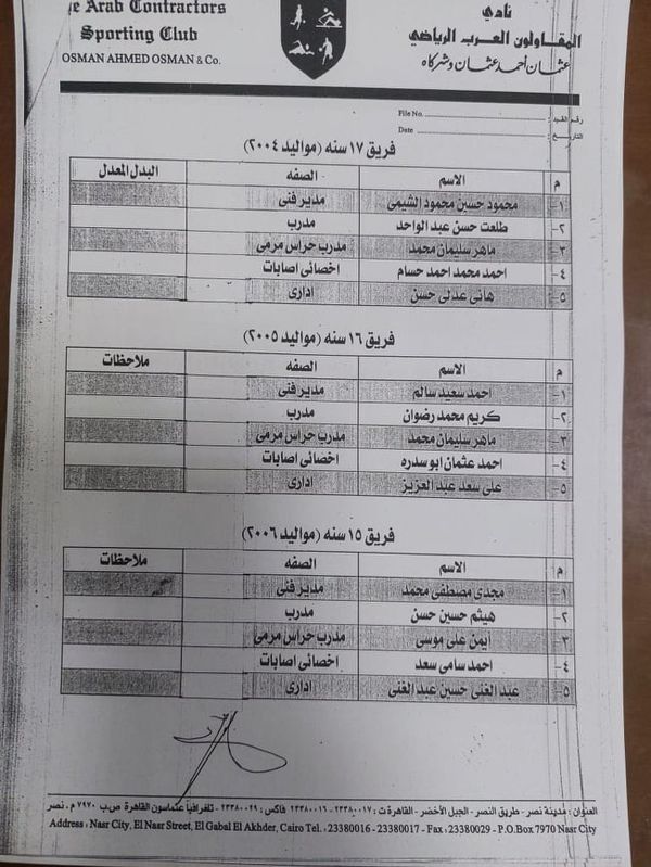 قطاع ناشئين المقاولون العرب 