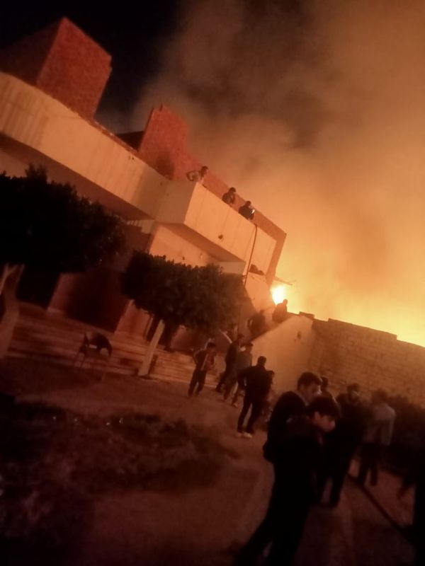 حريق هائل داخل مصنع أقطان بمنطقة الصف  