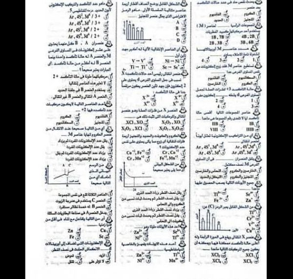 مراجعة مادة الكيمياء 