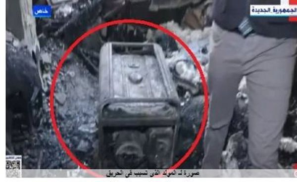 صورة المولد الكهربائي المتسبب فى حريق كنيسة أبو سيفين