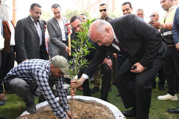 وزير التنمية المحلية ومحافظ قنا يغرسان شجرة بقرية خزام 
