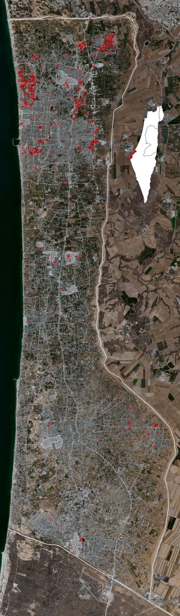 خريطة المناطق المتأثرة في غزة