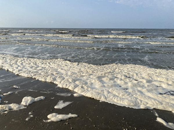 ظاهرة زبد البحر على شاطىء بورسعيد