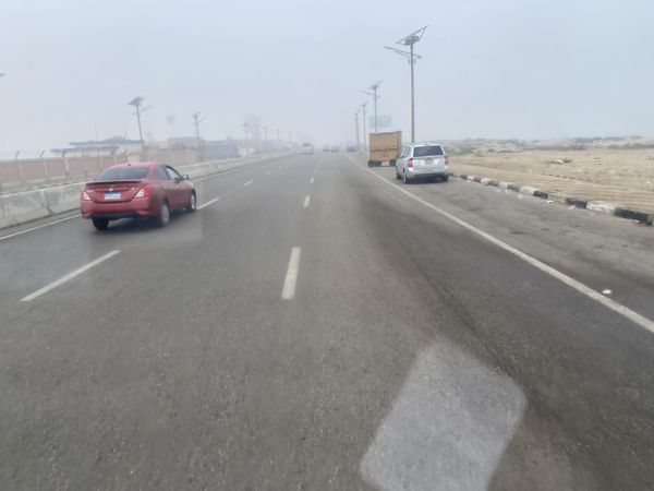 شبورة مائية كثيفة على طريق بورسعيد- دمياط 