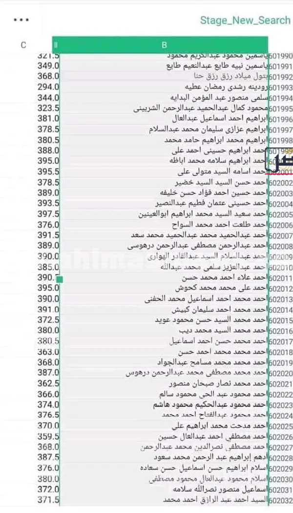 صور من كشوفات الطلاب 