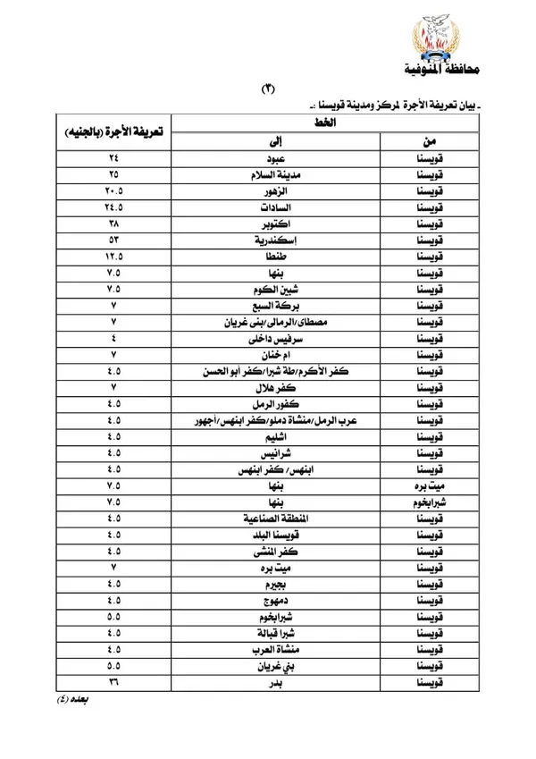 التعريفة الجديدة 