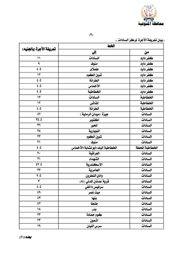 التعريفة الجديدة 