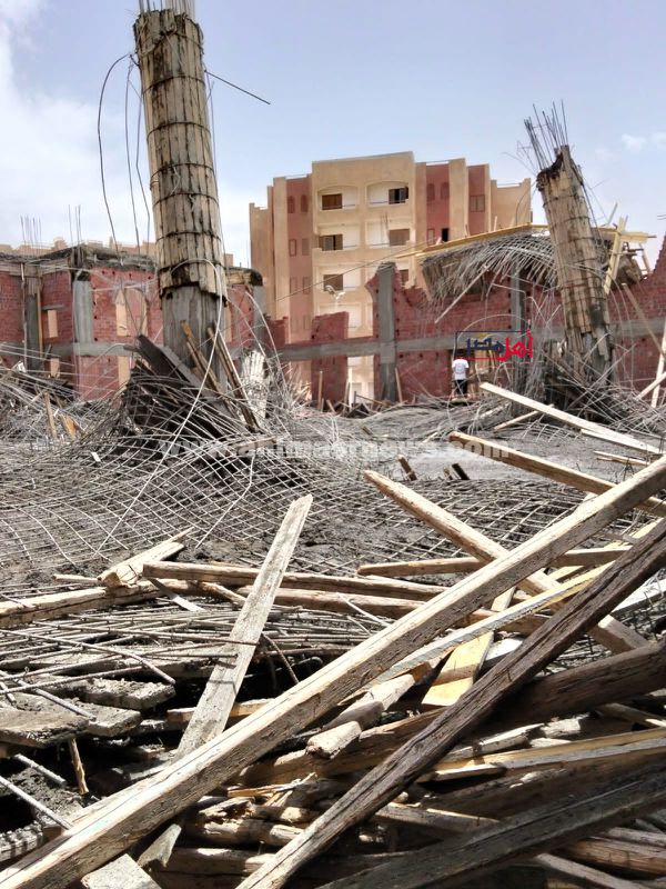 انهيار سقف مسجد تحت الانشاء ببنى سويف 