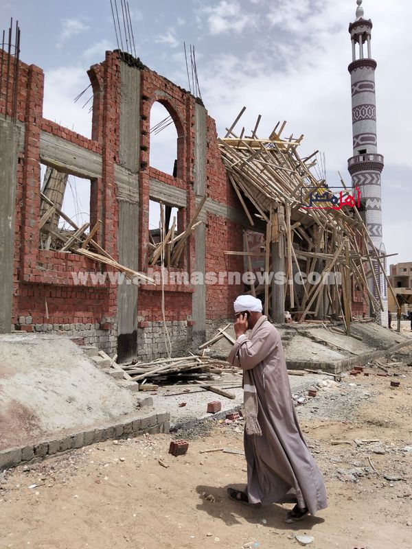 انهيار سقف مسجد تحت الانشاء ببنى سويف 