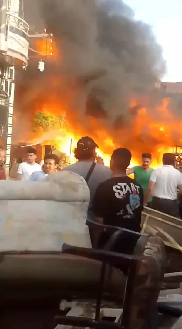 حريق سوق خرده شبين الكوم 