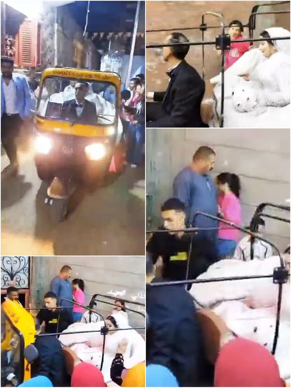 زف عروسين داخل توكتوك بالمنوفية 