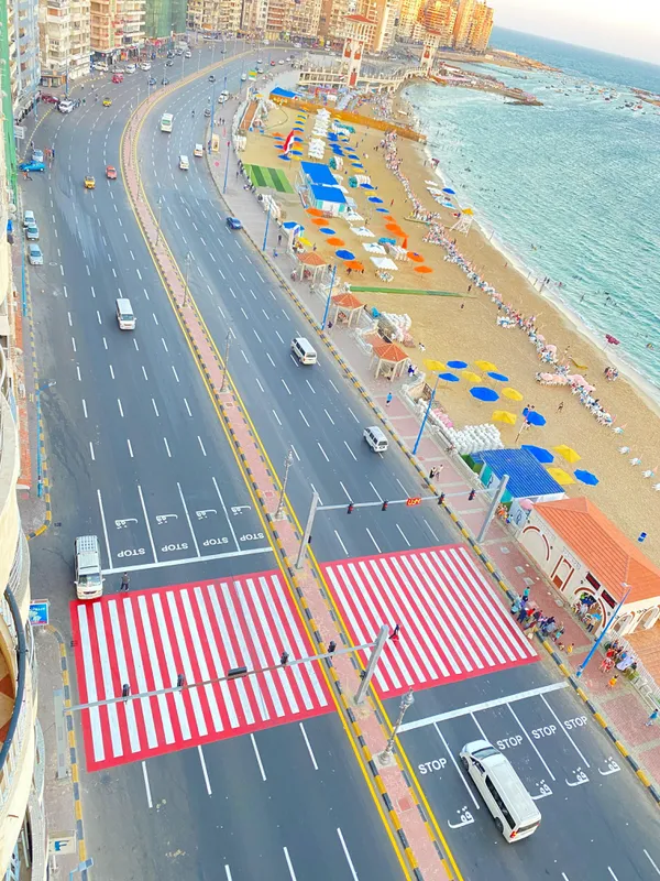 أعمال التخطيط الأرضي بكورنيش الإسكندرية