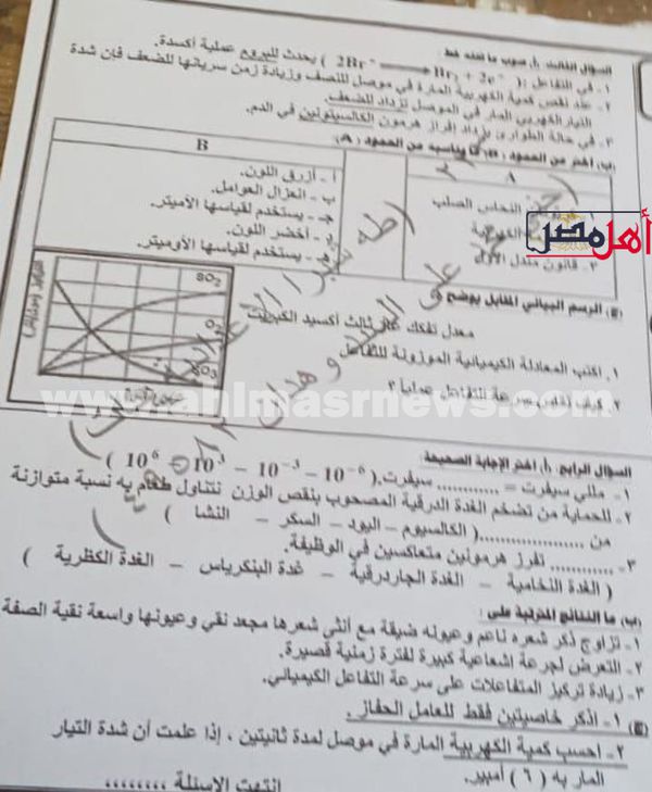 تداول امتحان العاوم للشهادة الاعدادية بالمنوفية 