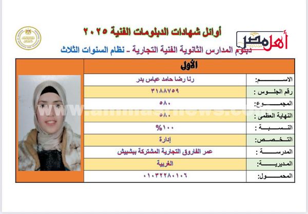أوائل الدبلومات الفنية بالغربية
