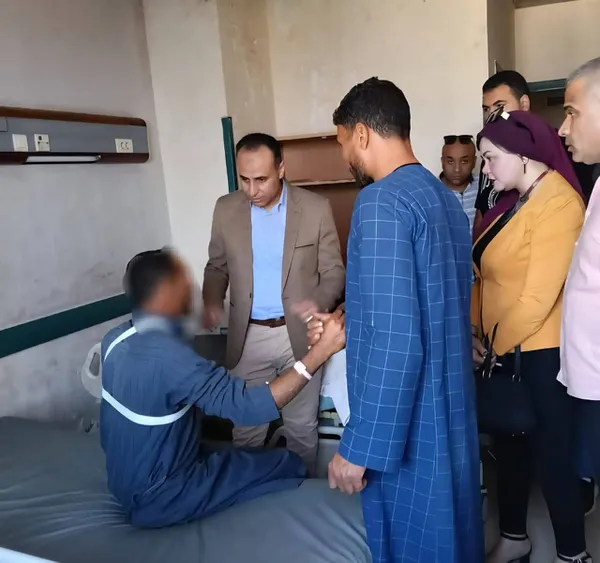 مصابين سيارة عمال ببنى سويف 