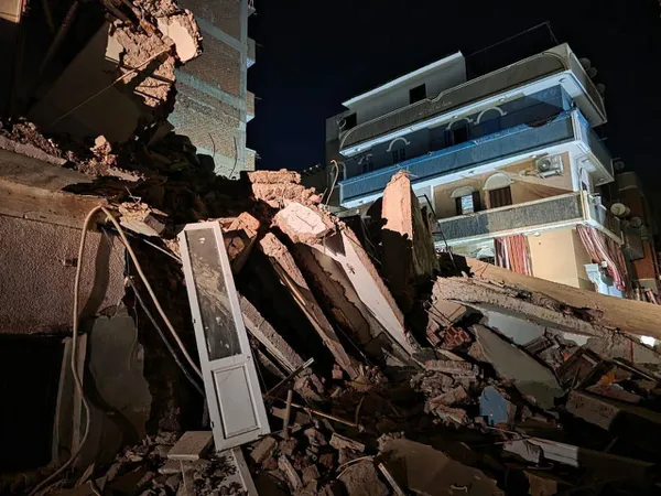 جانب من انهيار العقار 