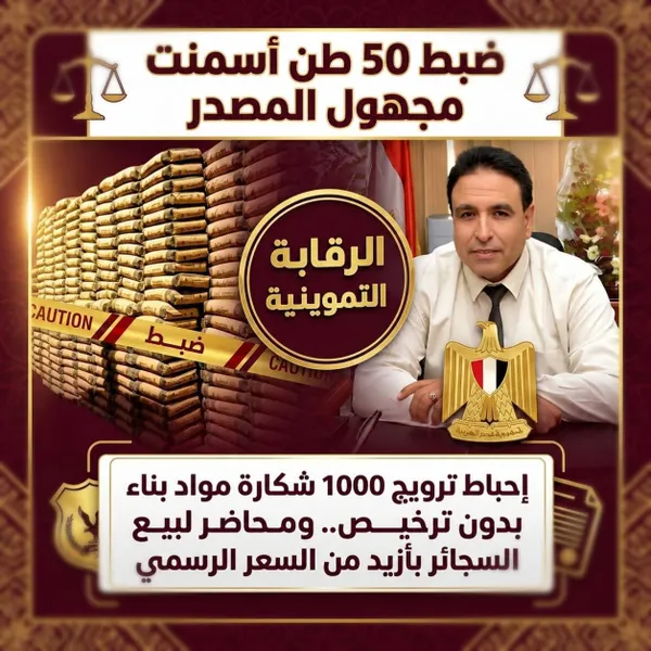 ضبط 50 طن أسمنت مجهول المصدر وسجائر بأزيد من السعر ومخالفات تجارية في حملة ببندر دسوق