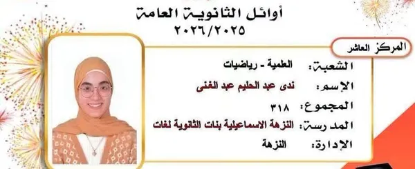 أوائل الثانوية بالقاهرة