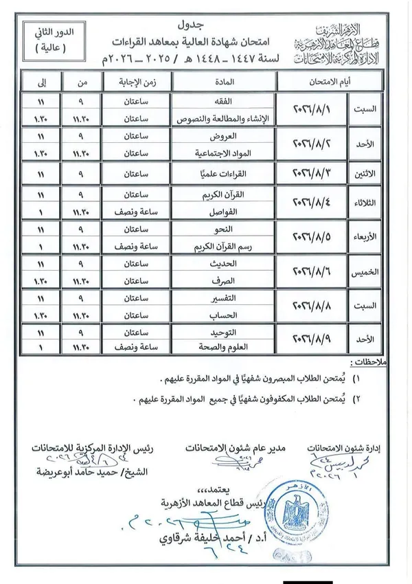 غدًا.. انطلاق امتحانات الدور الثاني للشهادتين الابتدائية والإعدادية الأزهرية والبرنامج التأهيلي