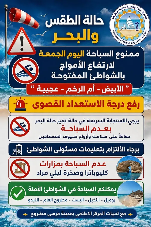 ممنوع السباحة بمطروح 