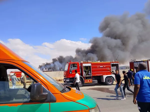 حريق مصنع اقمشه بالإسماعيلية 