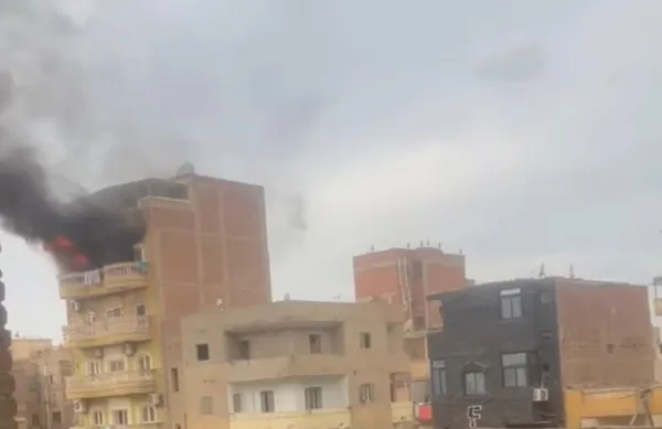جانب من الحريق بالمحطة الجديدة 