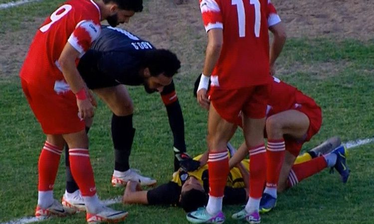 لؤي وائل يتعرض لإصابة قوية في الرأس خلال مباراة بلدية المحلة...
